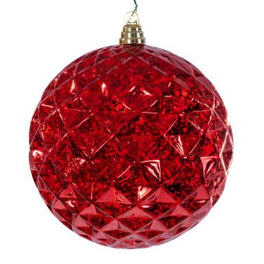 Vickerman MC240503 Vickerman - 8 in Red Diamond Mercury Ball Christmas Ornament 
