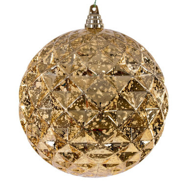 MC240508 Vickerman - 8 in Gold Diamond Mercury Ball Christmas Ornament