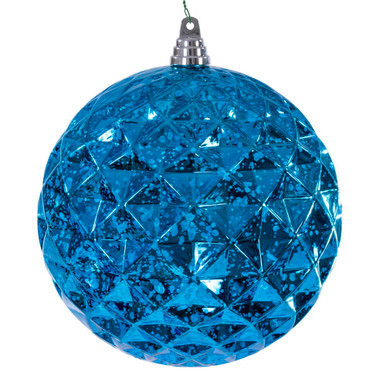 MC240512 Vickerman - 8 in Turquoise Diamond Mercury Ball Christmas Ornament