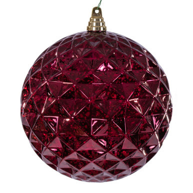 MC240565 Vickerman - 8 in Burgundy Diamond Mercury Ball Christmas Ornament