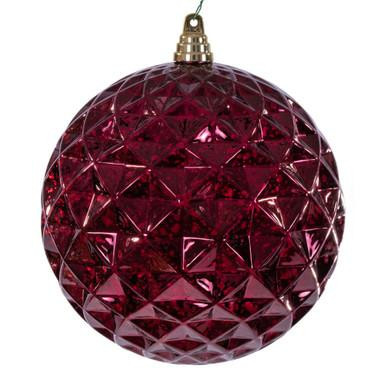 Vickerman MC240565 Vickerman - 8 in Burgundy Diamond Mercury Ball Christmas Ornament 