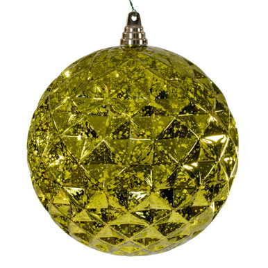 MC240573 Vickerman - 8 in Lime Diamond Mercury Ball Christmas Ornament