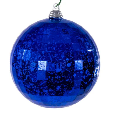 MC240602 Vickerman - 4 in Blue Mirror Mercury Ball Christmas Ornament - 6 Pack