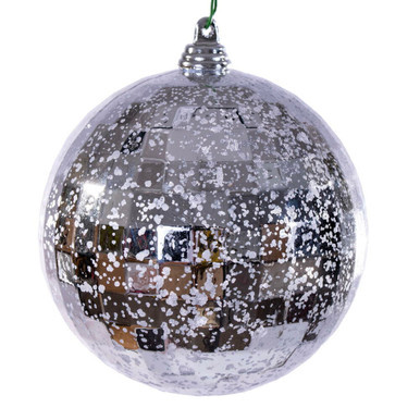 MC240607 Vickerman - 4 in Silver Mirror Mercury Ball Christmas Ornament - 6 Pack