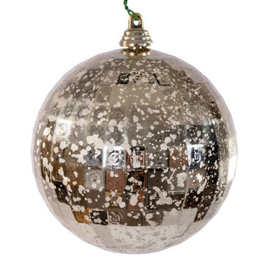 MC240638 Vickerman - 4 in Champagne Mirror Mercury Ball Christmas Ornament - 6 Pack