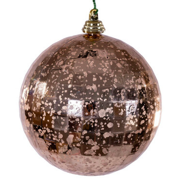 MC240658 Vickerman - 4 in Rose Gold Mirror Mercury Ball Christmas Ornament - 6 Pack