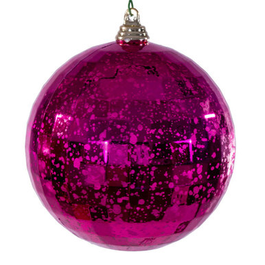 MC240670 Vickerman - 4 in Fuchsia Mirror Mercury Ball Christmas Ornament - 6 Pack