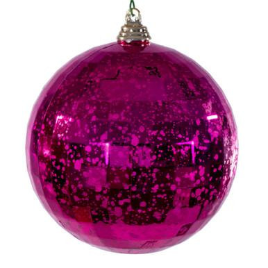 Vickerman MC240670 Vickerman - 4 in Fuchsia Mirror Mercury Ball Christmas Ornament - 6 Pack 