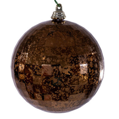 MC240676 Vickerman - 4 in Mocha Mirror Mercury Ball Christmas Ornament - 6 Pack