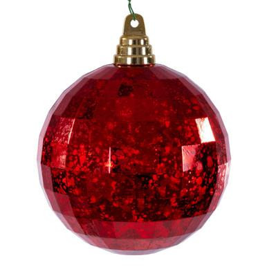 Vickerman MC240703 Vickerman - 4.75 in Red Mirror Mercury Ball Christmas Ornament - 4 Pack 