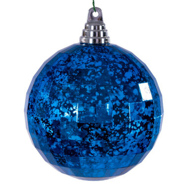 MC240731 Vickerman - 4.75 in Midnight Blue Mirror Mercury Ball Christmas Ornament - 4 Pack