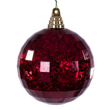MC240765 Vickerman - 4.75 in Burgundy Mirror Mercury Ball Christmas Ornament - 4 Pack