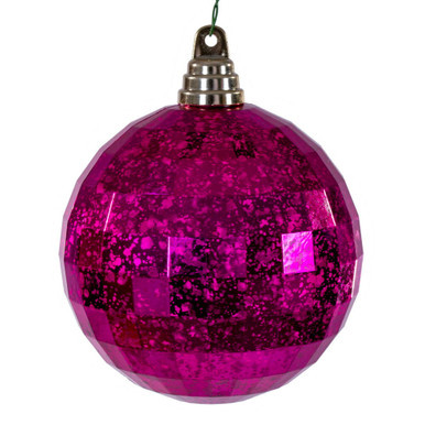 MC240770 Vickerman - 4.75 in Fuchsia Mirror Mercury Ball Christmas Ornament - 4 Pack