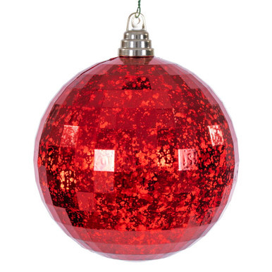 MC240803 Vickerman - 6 in Red Mirror Mercury Ball Christmas Ornament - 2 Pack