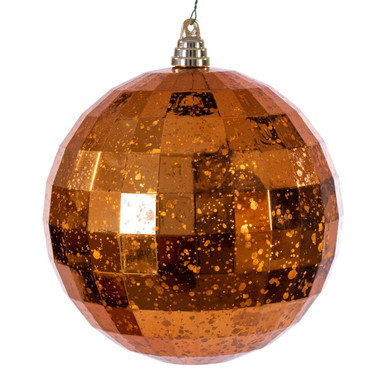 MC240918 Vickerman - 8 in Burnished Orange Burnish Mirror Mercury Ball Christmas Ornament