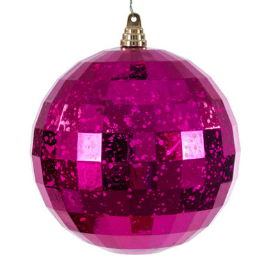MC240970 Vickerman - 8 in Fuchsia Mirror Mercury Ball Christmas Ornament