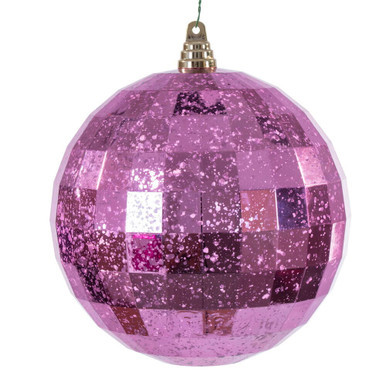 MC240979 Vickerman - 8 in Pink Mirror Mercury Ball Christmas Ornament