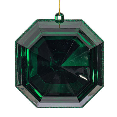 MT232874 Vickerman - 6 in Dark Green Jewel Glitter Novelty Christmas Ornament - 2 Pack