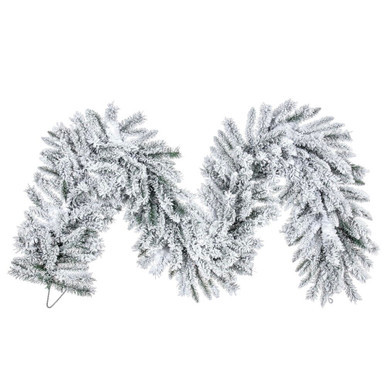 A895217 Vickerman - 9 ft White Christmas Garland - Unlit