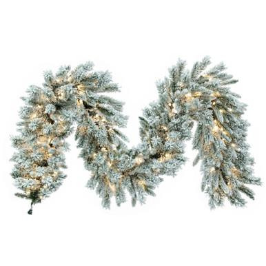 Vickerman A895218LED Vickerman - 9 ft White Christmas Garland - Pre-Lit LED 