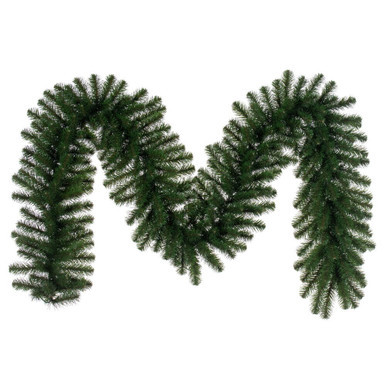 G237014 Vickerman - 9 ft Green Christmas Garland - Unlit