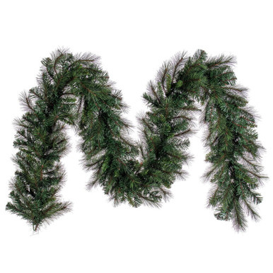 K201414 Vickerman - 9 ft Green Christmas Garland - Unlit