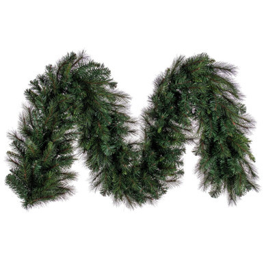 K201417 Vickerman - 9 ft Green Christmas Garland - Unlit