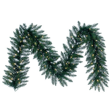 K228715LED Vickerman - 9 ft Green Christmas Garland - Pre-Lit LED