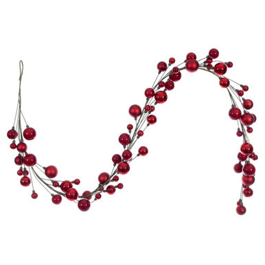 N250103 Vickerman - 6 ft Red Christmas Garland - Unlit