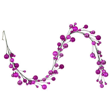 N250159 Vickerman - 6 ft Hot Pink Christmas Garland - Unlit