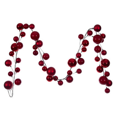 N250303 Vickerman - 10 ft Red Christmas Garland - Unlit