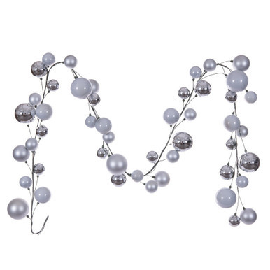 N250307 Vickerman - 10 ft Silver Christmas Garland - Unlit
