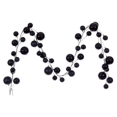 N250317 Vickerman - 10 ft Black Christmas Garland - Unlit