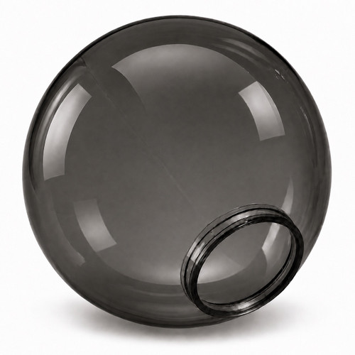 16 Inch Smoke Acrylic Round Light Globe - 6 Inch Fitter Neck
