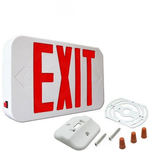 Fulham Emergency Battery Powered LED Exit Sign White with Red Letters 