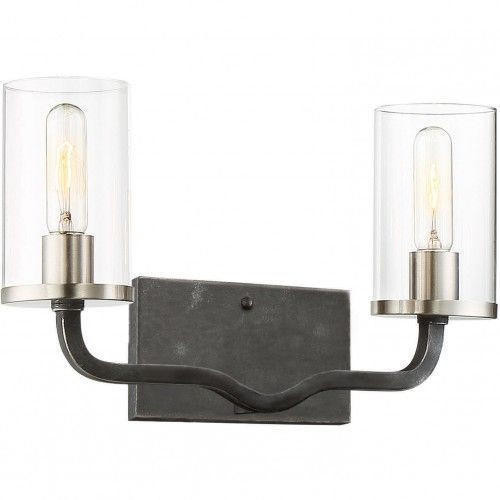 Nuvo Lighting Nuvo 60-6122 Iron Black and Brushed Nickel 2 Light Wall Mount Fixture 