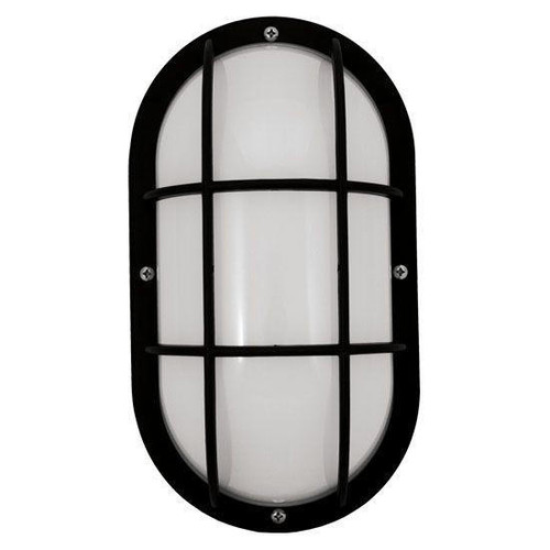 Incon Lighting 13W LED Black Marine Style Impact Resistant Security Grid Light Fixture 3000K 