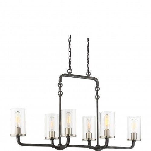 Nuvo Lighting Nuvo 60-6124 Iron Black with Brushed Nickel 6 Light Ceiling Mount Fixture 