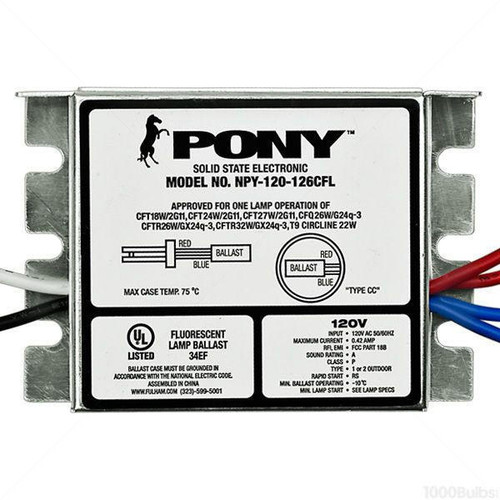  Fulham Pony NPY-120-126-CFL Fluorescent Lamp Ballast 