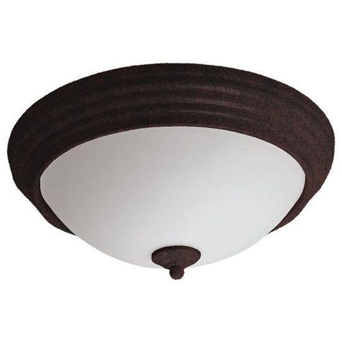 Incon Lighting 13W LED Frosted Glass Lens Decorative Brushed Rust Ring Indoor Ceiling Light 4000K 