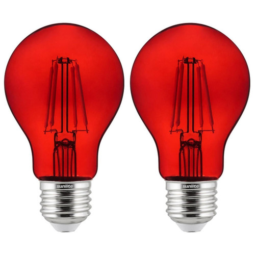  Sunlite 81082-SU A19/LED/FS/4.5W/TR/2PK 4.5 Watt LED Filament Light Red 2-Pack 