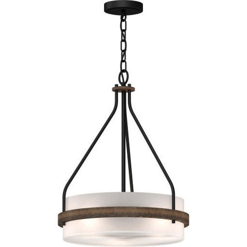 Volume Lighting Volume V4773-84 Emery 3-Light Walnut and Black Indoor Mini Hanging Chandelier 