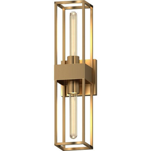Volume Lighting Volume V6022-90 2-Light Indoor Antique Gold 3D Square Rectangle Prism Bath 