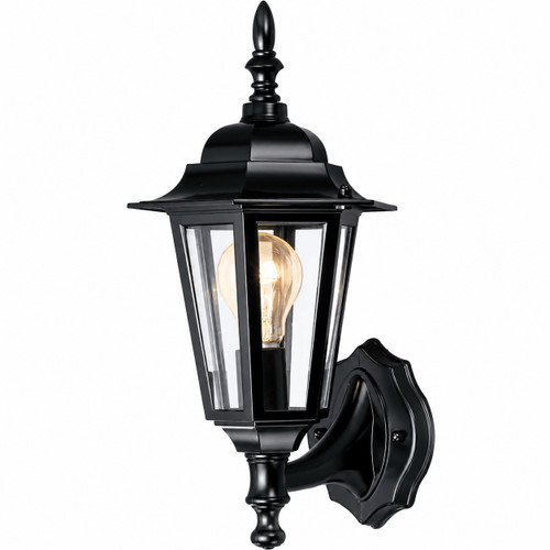 V9820-5 Volume Lighting - Black Outdoor Lantern Wall Sconce - Clear Glass - E26 Base