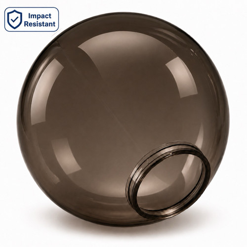10 Inch Bronze Polycarbonate Round Light Globe - 4 Inch Fitter Neck