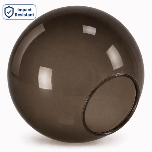 12 Inch Bronze Polycarbonate Impact / Vandal Resistant Round Light Globe - 5.25" Neckless Opening