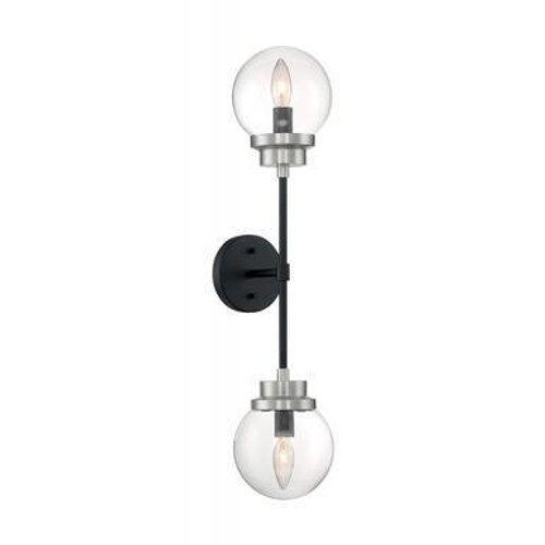 Nuvo Lighting Nuvo 60-7132 Matte Black and Brushed Nickel 2 Light Wall Mount Fixture 