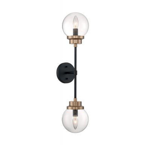 Nuvo Lighting Nuvo 60-7122 Matte Black and Brass 2 Light Wall Mount Fixture 