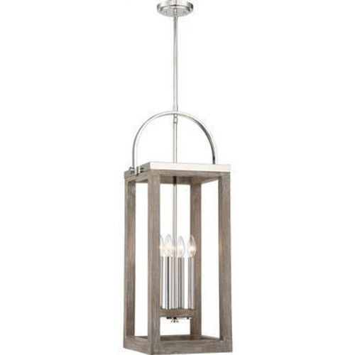 Nuvo Lighting Nuvo 60-6483 Driftwood and Polished Nickel 4 Light Ceiling Mount Fixture 