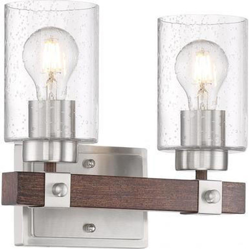 Nuvo Lighting Nuvo 60-6962 Brushed Nickel and Nutmeg Wood 2 Light Wall Mount Fixture 